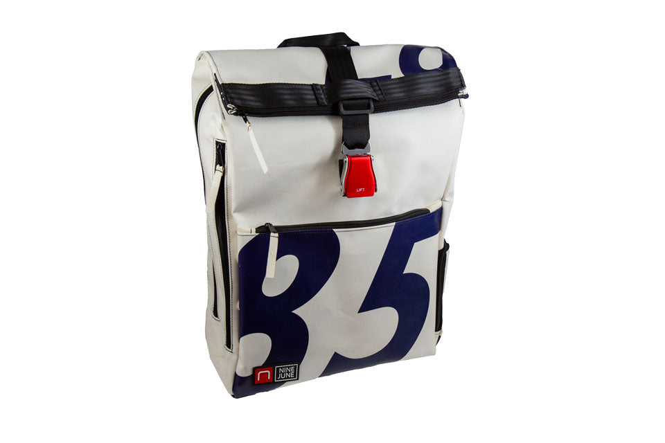 sac à dos nine june swiss made bâche de camion recyclée adventurer 25 litres