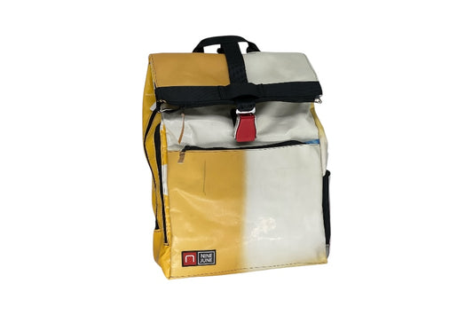 sac à dos nine june swiss made bâche de camion recyclée nomad 25 litres.swiss made, recycling, upcycling, tructarpaunlin, backpack, adventurer