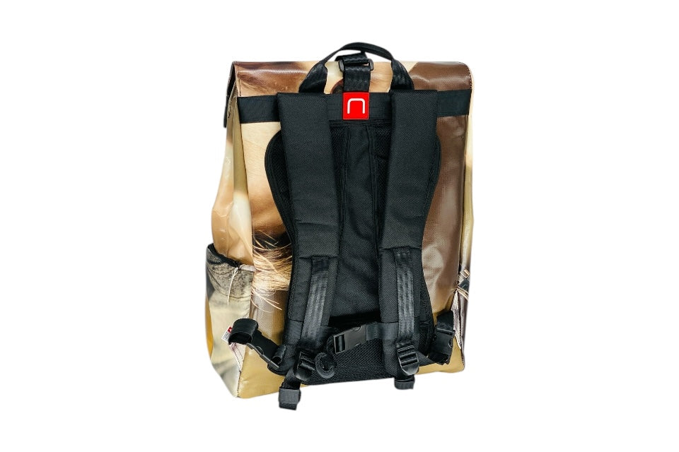 sac à dos nine june swiss made bâche de camion recyclée nomad 25 litres.swiss made, recycling, upcycling, tructarpaunlin, backpack, adventurer